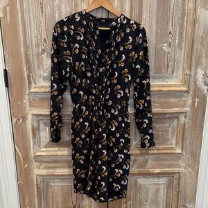 Banana Republic Black and Gold Paisley Midi Dress